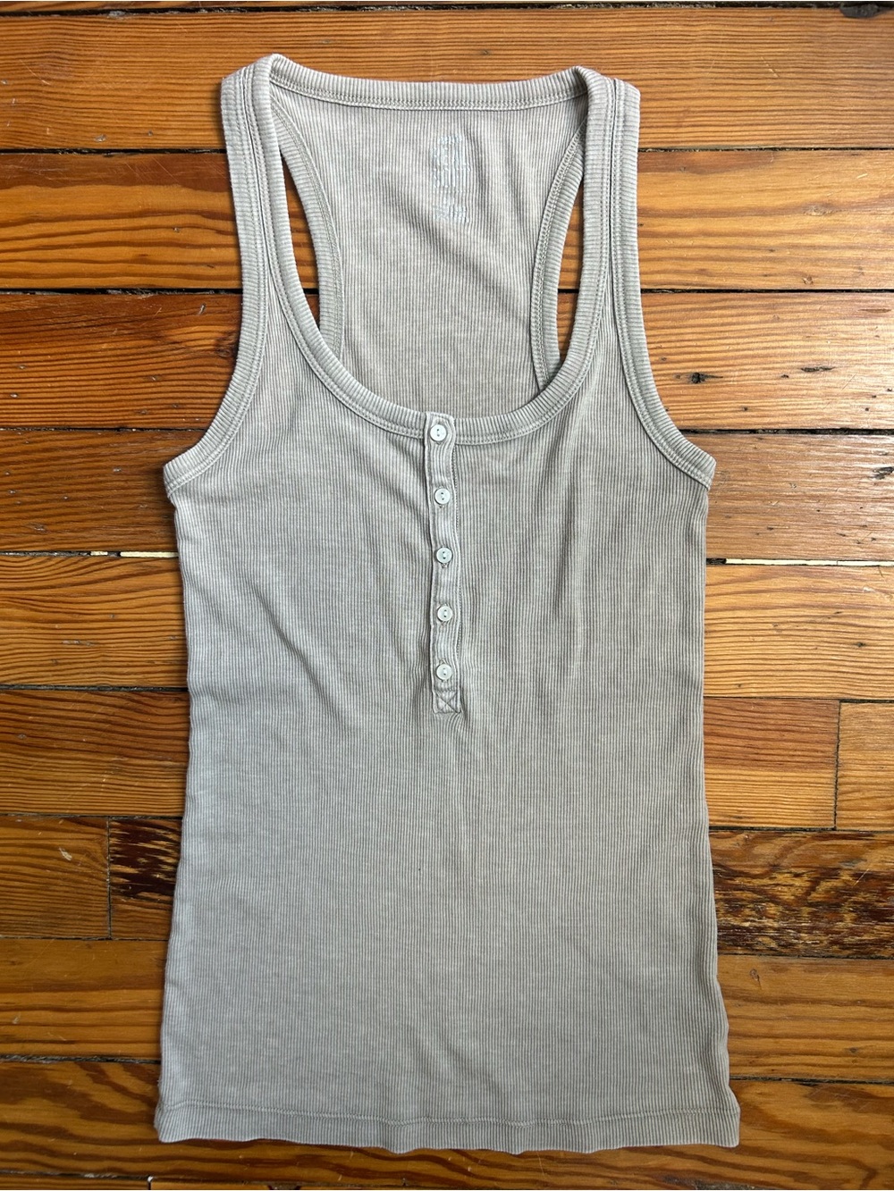 2 FOR DEAL! Ribbed Henley Tank Top Pair — Taupe & heat - Picture 4 of 7